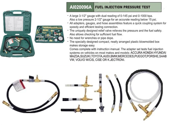 AI020096A / FUEL INJECTION PRESSURE TEST 3-1/2" DUAL READING GAUGE, 0-145 PSI (0-1000 KPA)