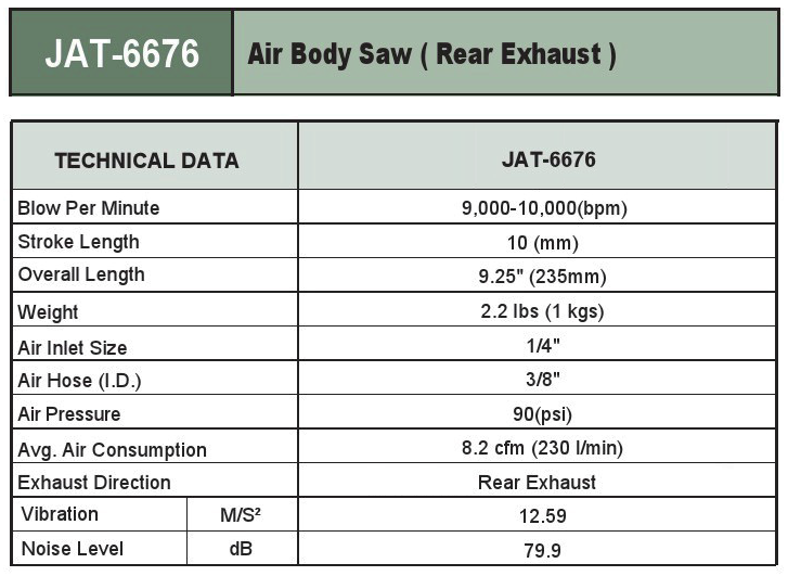 JAT6676 / AIR BODY SAW ( REAR EXHAUST)
