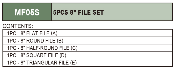 MF05S / 5 PCS 8" FILE SET