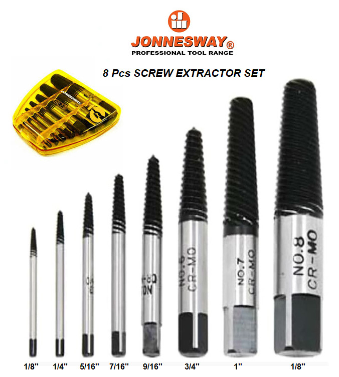 AG010104 / 8 PCS SCREW EXTRACTOR SET