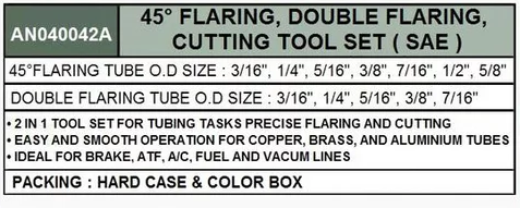 AN040042A / FLARING, DOUBLE FLARING & CUTTING TOOL SET