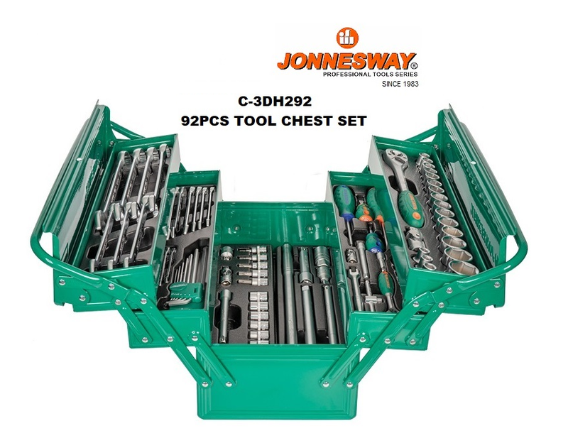 C3DH292 / 92 PCS 1/4" 3/8" & 1/2" DRIVE TOOL CHEST SET METRIC SIZE: 6 to 32 MM