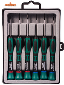 D3750P06S /  6 PCS PRECISION SCREWDRIVER SET 3PC: SLOTTED: 2,2.4,3 / 3 PCS PHILLIPS: 00,0,1