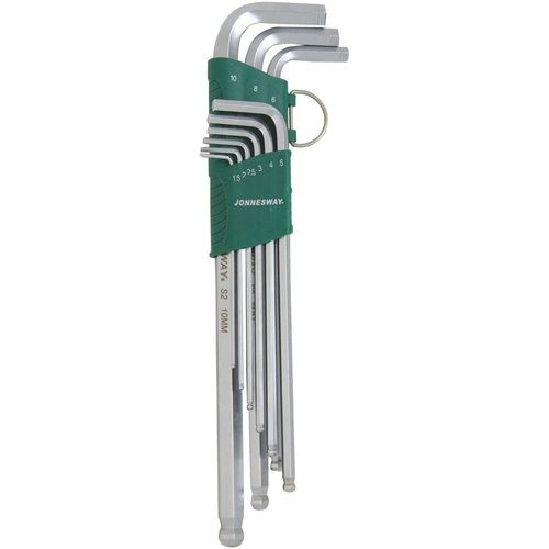 H06SA109S / 9 PCS ANTI-SLIP EXTRA LONG ARM BALL POINT HEX KEY SET METRIC SIZE:  1.5 to 10 MM