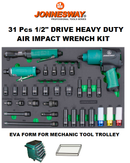 JA-C231SV / 31 PCS 1/2" DRIVE HEAVY DUTY AIR IMPACT WRENCK KIT SOCKETS SIZE: 10 to 24 MM