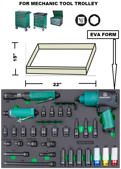 JA-C231SV / 31 PCS 1/2" DRIVE HEAVY DUTY AIR IMPACT WRENCK KIT SOCKETS SIZE: 10 to 24 MM