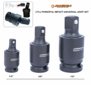 S03A4UT3S / 3 PCS 1/4" 3/8" 1/2" DRIVE  POWERFUL IMPACT UNIVERSAL JOINT SET