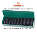 S03AD3210S / 10 PCS 3/8" DRIVE 6 PT DEEP FLANK IMPACT SOCKET SET SAE SIZE:  5/16" to 7/8"