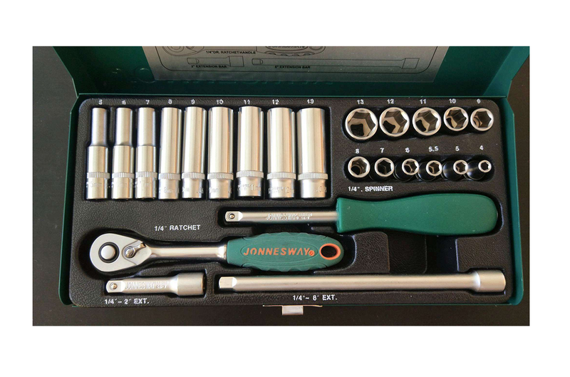 S04H2125S / 25 PCS 1/4" DRIVE SOCKET WRENCH SET METRIC SIZE: 4 to13 MM