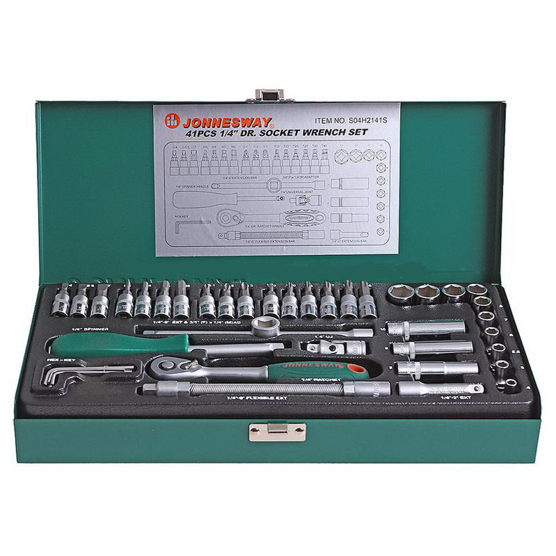 S04H2141S / 41 PCS 1/4" DRIVE SOCKET WRENCH SET METRIC SIZE: 4 to 13 MM