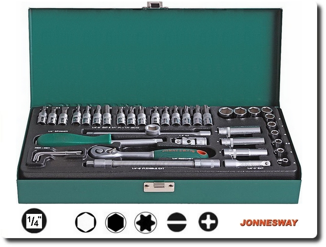 S04H2141S / 41 PCS 1/4" DRIVE SOCKET WRENCH SET METRIC SIZE: 4 to 13 MM