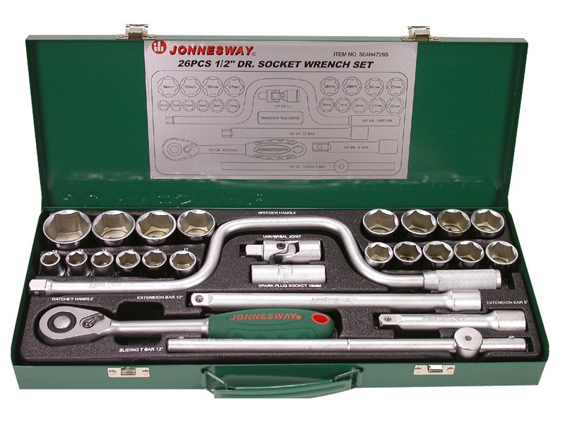 S04H4726S / 26 PCS 1/2" DRIVE  SOCKET SET METRIC SIZE:  12 to 34 MM