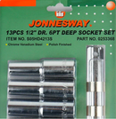 13 PCS 1/2" DRIVE MAXI DRIVE DEEP SOCKET SET CR-V STEEL ANSI/ASME: B107.1 SAE SIZE: 3/8" TO 1-1/8"