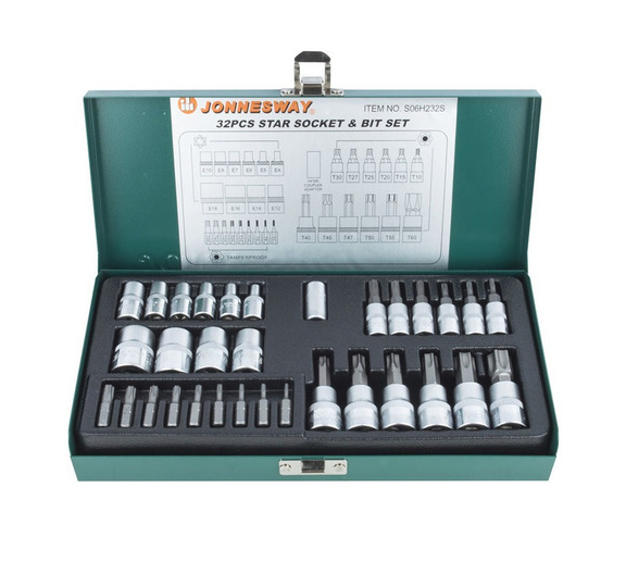 S06H232S / 32 PCS STAR SOCKETS & BIT SET T8 to T60 & E8 to E18