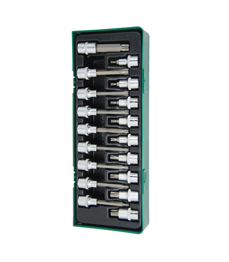 S07H4118SP / 18 PCS 1/2" DRIVE STAR BIT SOCKETS CR-V STEEL DIN: 3120 SIZE: T20 to T60