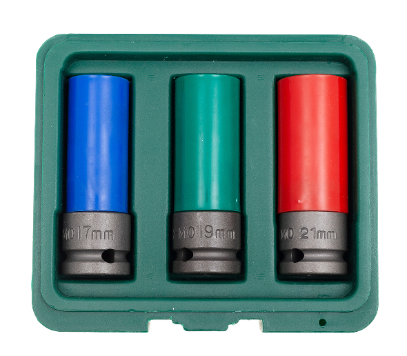 S18A4103S / 3 PCS 1/2" DRIVE WHEEL NUT DEEP IMPACT SOCKET 17,19,21 MM
