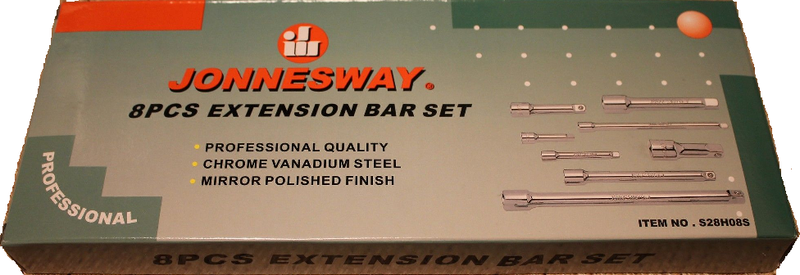 S28H08S / 8 PCS EXTENSION BAR SET DRIVE SIZE: 1/4", 3/8", 1/2"