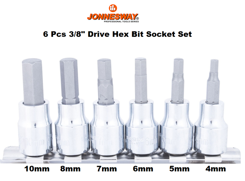 S50H3106S / 6 PCS 3/8" DRIVE HEX BIT SOCKET SET METRIC SIZE: 4 to 10MM