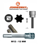 S63H / RIBE BITS SOCKET CR-V STEEL L: 100MM SIZE: M8,M9,M10,M12,M13