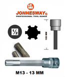S63H / RIBE BITS SOCKET CR-V STEEL L: 100MM SIZE: M8,M9,M10,M12,M13