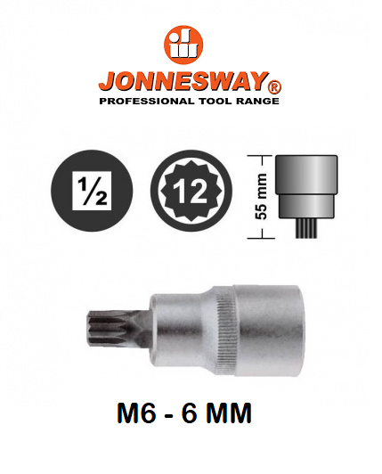 S64H4 / 1/2" DRIVE SPLINE INSERT BIT SOCKET CR-V STEEL DIN:7422 SIZE: M6 to M14