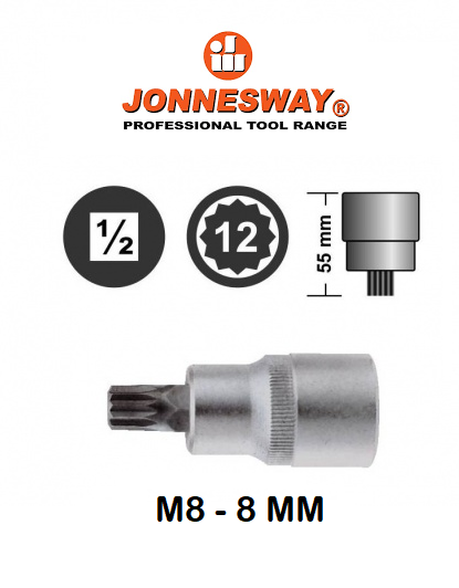S64H4 / 1/2" DRIVE SPLINE INSERT BIT SOCKET CR-V STEEL DIN:7422 SIZE: M6 to M14