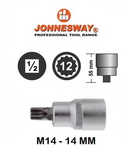S64H4 / 1/2" DRIVE SPLINE INSERT BIT SOCKET CR-V STEEL DIN:7422 SIZE: M6 to M14
