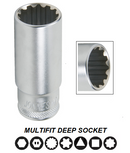 S68HD41 / 1/2" DRIVE MULTIFIT DEEP SOCKET CR-V STEEL ( CR-V4) SIZE: 8MM ( 5/16") to 32MM ( 1-1/4")
