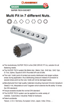 S68H41 / 1/2" DRIVE MULTIFIT SOCKET CR-V STEEL ( CR-V4) SIZE: 8MM ( 5/16") to 30MM ( 1-3/16")