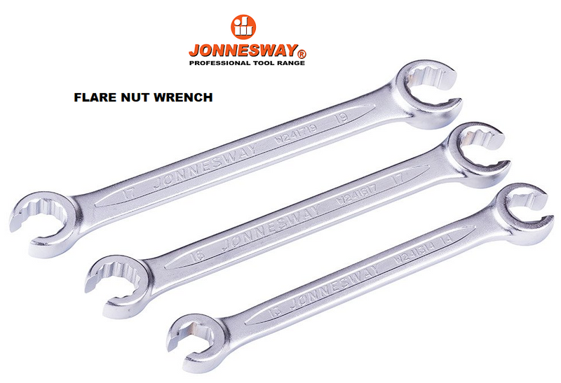 W24 / FLARE NUT WRENCH CR-V STEEL DIN: 3118 SIZE: 08X10MM, 18X19MM , 3/8"X7/16"