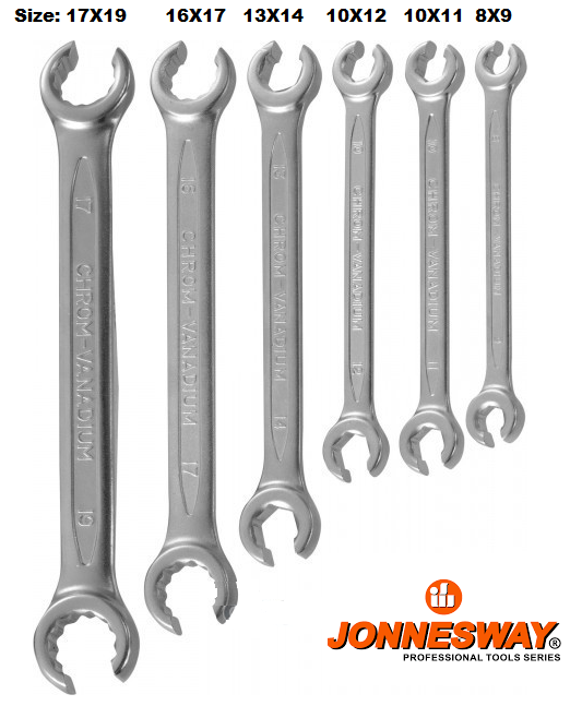 W24106S / 6 PCS FLARE NUT WRENCH SET CR-V STEEL DIN: 3118 METRIC SIZE