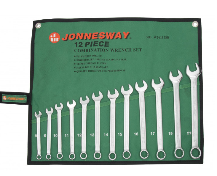 W26112SB / 12 PCS COMBINATION WRENCH CR-V STEEL DIN: 3113 METRIC SIZE: 8 to 21 MM