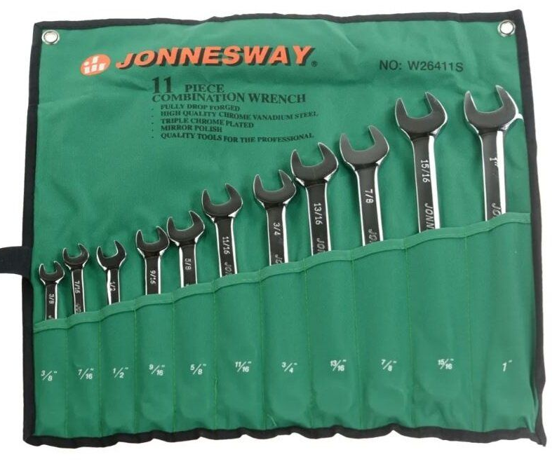 W26411SA / 11 PCS COMBINATION WRENCH CR-V STEEL LONG PATTERN TYPE SAE SIZE: 3/8" to 1"