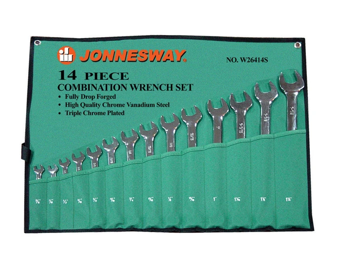 W26414S / 14 PCS COMBINATION WRENCH CR-V STEEL LONG PATTERN TYPE SAE SIZE: 3/8" to 1-1/4"