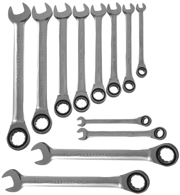 W45112S / 12 PCS 72 TEETH RATCHETING COMBINATION WRENCH SET CR-V STEEL METRIC SIZE 8 to 24 MM