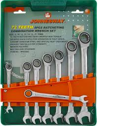 W45308S / 8 PCS 72 TEETH RATCHETING COMBINATION WRENCH SET CR-V STEEL METRIC SIZE: 8 to 19 MM