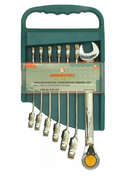 W60107S / 7 PCS 72 TEETH REVERSEBILE RATCHETING COMBINATION WRENCH SET CR-V STEEL METRIC SIZE: 10 to 19 MM