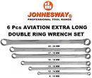 W61106S / 6 PCS EXTRA-LONG DOUBLE RING WRENCH SET CR-V STEEL METRIC SIZE: 10 to 24 MM