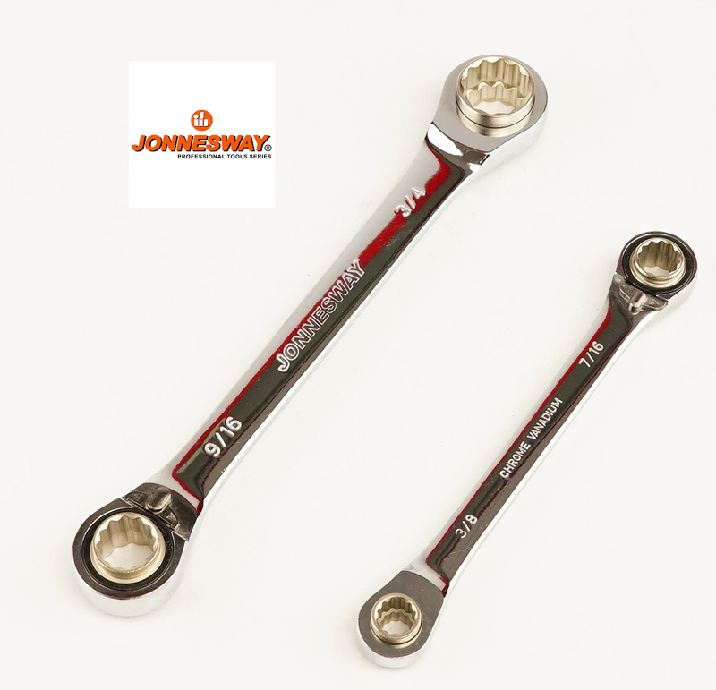 W73202S / 2 PCS 4 IN 1 REVERSIBLE RATCHETING WRENCH SET CR-V STEEL SAE SIZE: 5/16" to 3/4"