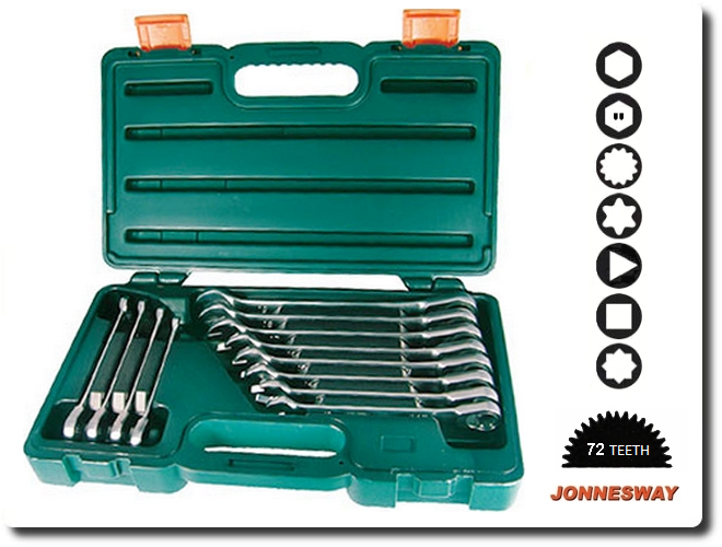 W86112S / 12 PCS MULTI FIT ONE DRIVE FITT ALL 72 TEETH REVERSIBLE RATCHETING COMBINATION WRENCH CR-V4 STEEL